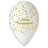 PALLONCINO 12''  GS110 626 PRIMA COMUNIONE BIANCO SCRITTA ORO GEMAR 100PZ