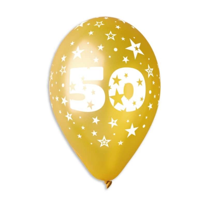 PALLONCINO 12'' 50 ANNIVERSARIO ORO 10PZ