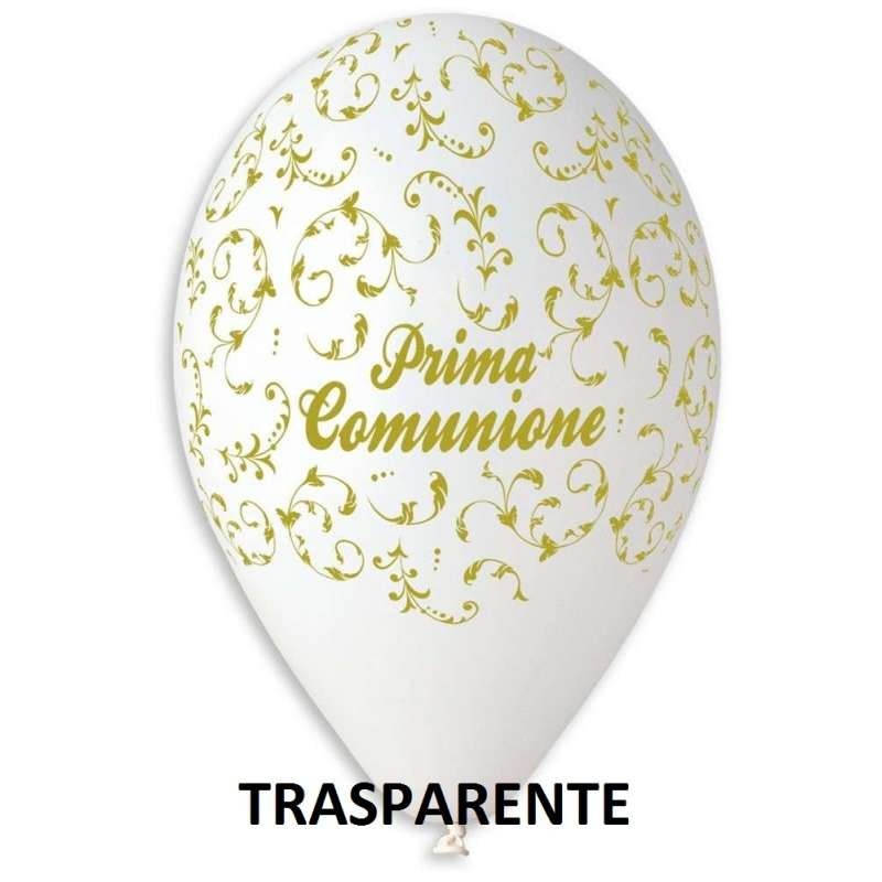 PALLONCINO 12'' GS110 626 COMUNIONE TRASP. SCRITTA ORO GEMAR 100PZ