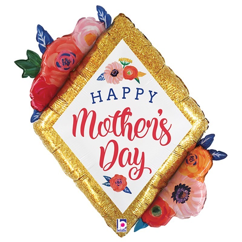 PALLONCINO 30" MYLAR SUPER SHAPE "MOTHER'S DAY FLOREAL DIAMOND"